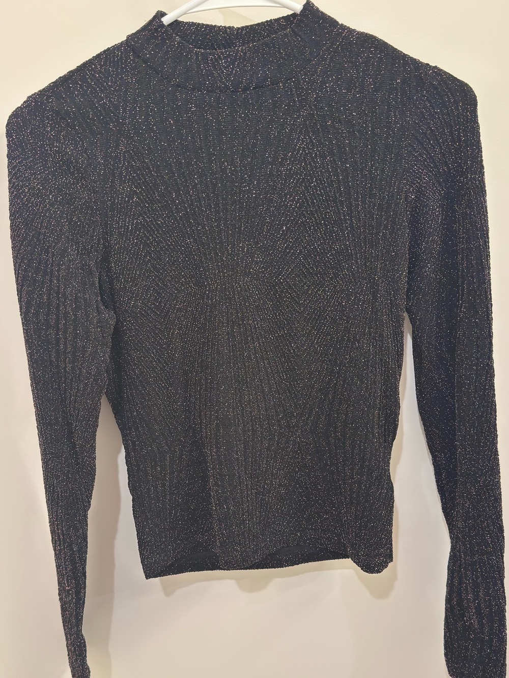 Reitmans Black Metallic Ribbed Turtleneck Sweater